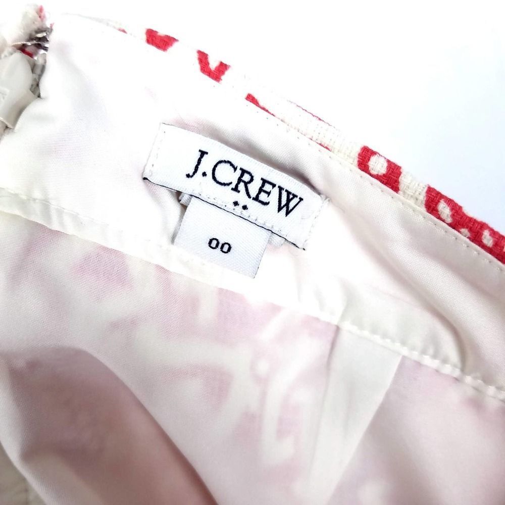 J.Crew Coral Medallion Print Basketweave Cotton Pencil Skirt Size 00 - Picture 5 of 6